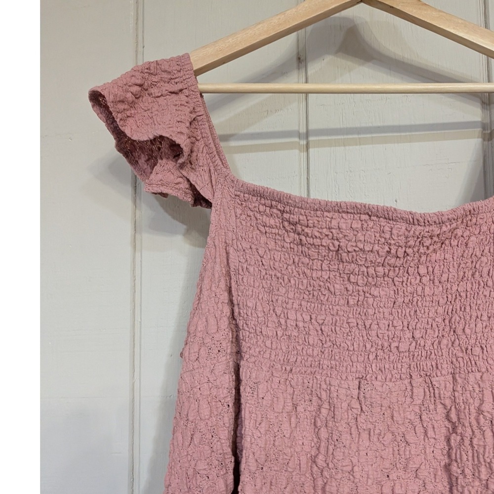 Lucky Brand Pink Smocked Ruffle Cami Top Tie Front Coquette Dainty XXL NWT - Picture 8 of 12